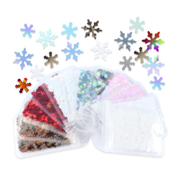 INTODIY Christmas Snowflake Glitter Patches for Resin Crafts, 9mm/6mm