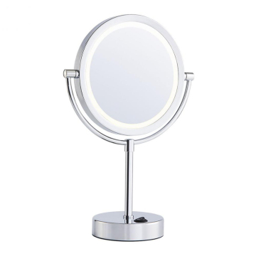 Lighted double adjustable standing mirror