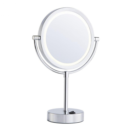 Lighted double adjustable standing mirror