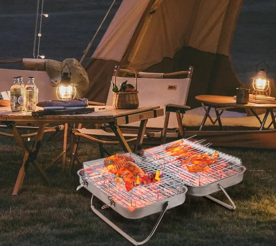 Stainless Steel Folding Charcoal Grills Table Top Outdoor Camping grill