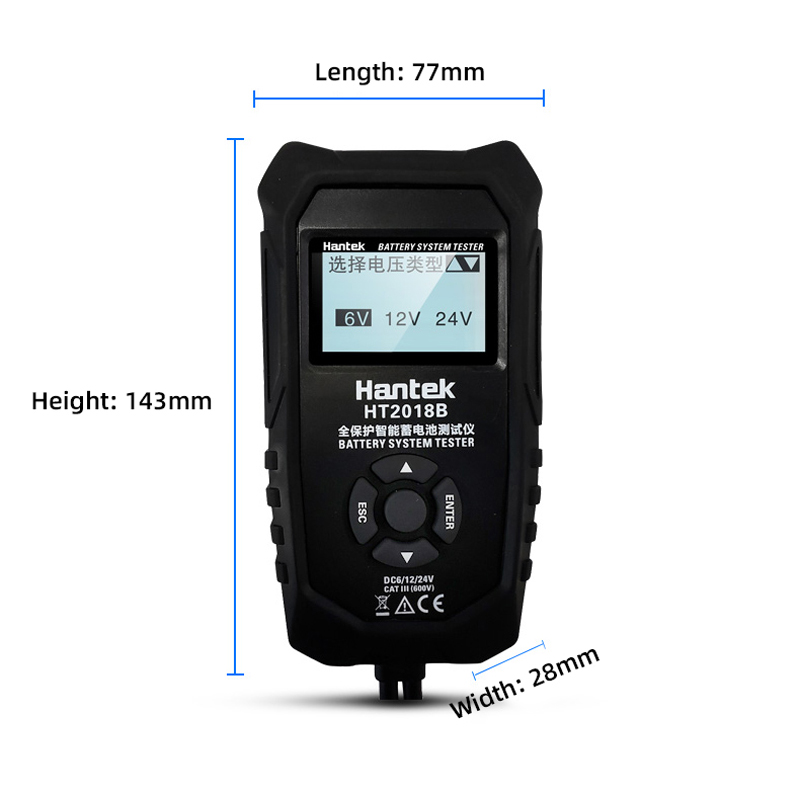 Hantek HT2018B/C series battery tester, support 6V/12V/24V car battery tester, start the lead-acid battery performance test tool