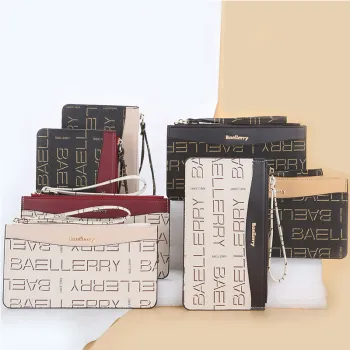 Wholesale Fashion Ladies' Zipper Clutch Bag with Wristband, Card Holder & Large Capacity