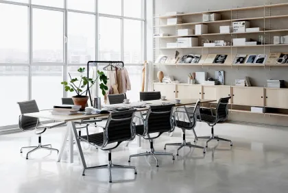 mid century modern black leather office desk chair