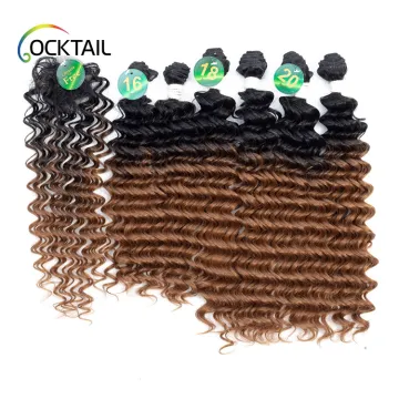 deep curly human and synthetic mixed blend hair, human hair mixed synthetic fiber hair weaving