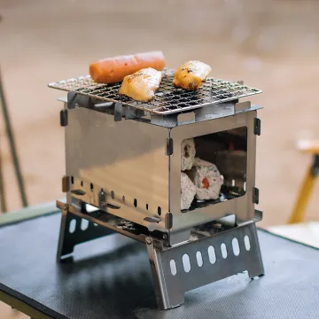 Camping Hiking BBQ Wood Burning Stove Portable Stainless Steel camping wood burning stove