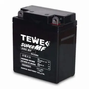 6V Maintenance-free Motorcycle Battery with 6Ah Rated Capacity