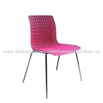 Mesh Design Plastic Chair, Made of PP, with Chromed Legs, Used for Dining