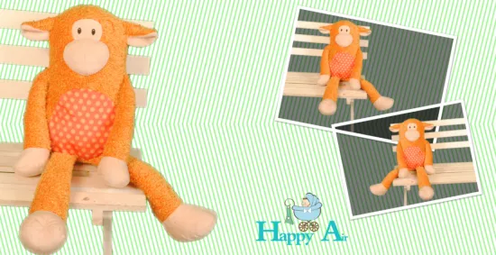 A stuffed monkey loved by children