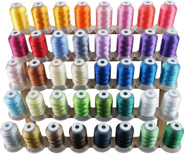 120D/2 Embroidery Machine Thread Bulk Pack: 1000M Polyester, Small Bobbins - 40pcs Set
