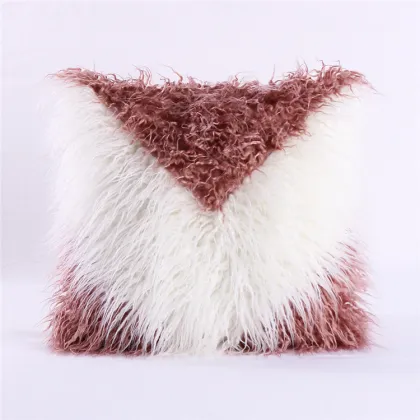 Custom Color Faux Fur Pillow Covers White Mongolian Faux Fur Pillow