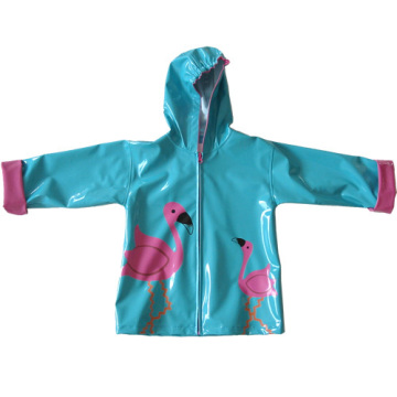 kids childrens hooded pu raincoats