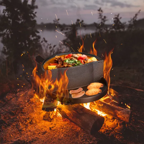 Portable Propane Burner Food Grade Steel BBQ Pan Smokeless Cast Iron Camping pan