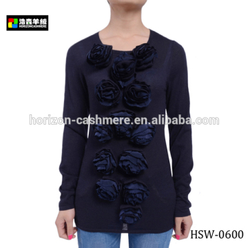 Fine Black Cashmere Crafting Custom Knit Sweater, Women Custom Knit Sweater
