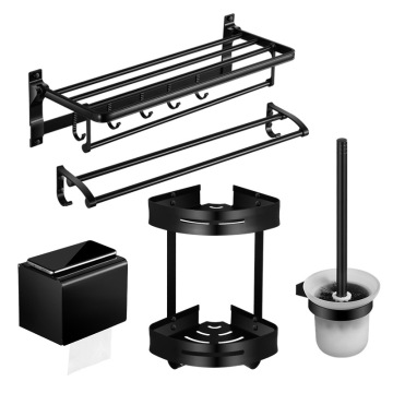 Accessoireset für Aluminiumlegierung Badezimmer - 5 Stück billige schwarze Badezusätze