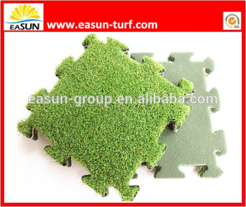 Children and pets safe interlocking artificial turf tile