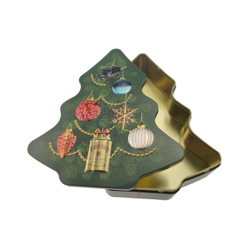 Creative Shaped Christmas Tree Empty Tinplate Box for Gift Cookies Candy Packaging