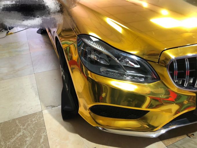 Polymere PVC -Trilayers Chrom Car Wrap Körperfarbe Goldspiegel Vinyl Wrap 1