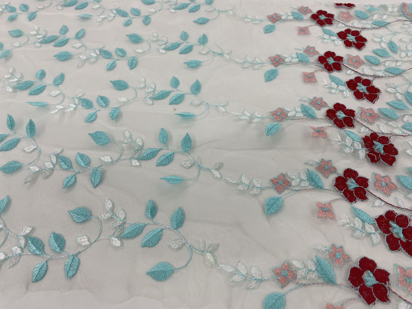 Aqua Embroidery Fabric