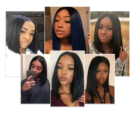 Wholesale 8-14 inch Peruvian Bob Wigs 13x4 Lace Front Natural Color Virgin Remy Front Lace Wig Human Hair