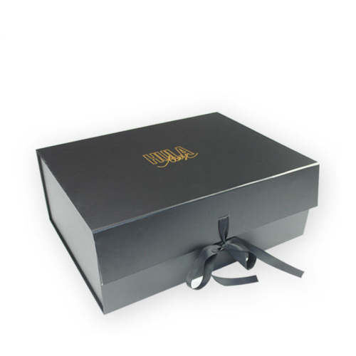 Золотой логотип большая черная коробка для одежды Магнитная крышка