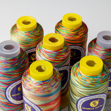 Filetage arc-en-ciel en gros 100% polyester: fil de couture multicolore à haute ténacité pour produits en cuir