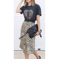 Leopard Skirt for Women Midi Length High Waist