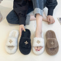 Damenschuhe Faux Pelf Slipper Weiche Fellrutschen