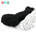 Cordón elástico redondo 3 mm blanco negro