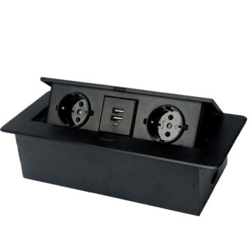 EU Standard 2 USB Output Hidden Aluminum Alloy Housing Pop Up Power Socket