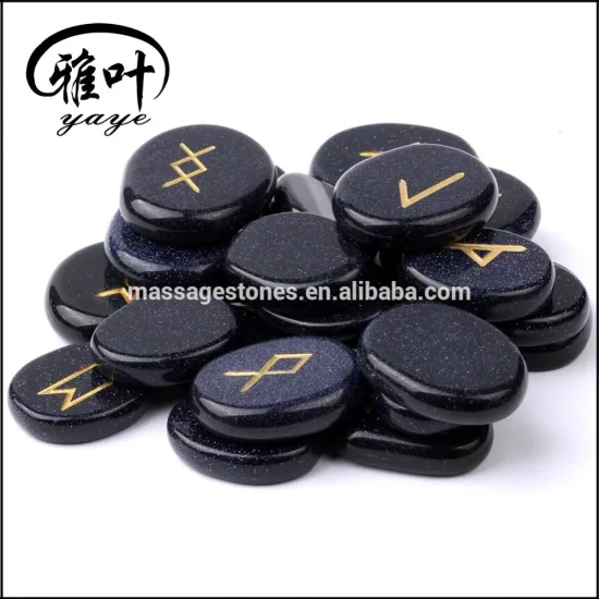 Bulk Wholesale Blue Sand Stone Reiki Healing Pocket palm stone Rune set