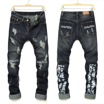 New Arrival Mens Doodles Black Torn Jeans