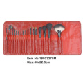 18pcs röd plasthandtag djur nylon hår makeup borste verktyg set med röda PU fall