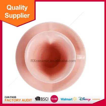 Color glaze creative porcelain love shape tea cup sets