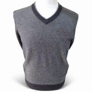 Men's V Collar Sweater with General Thickness, Made of Wool, Available in Various Colors