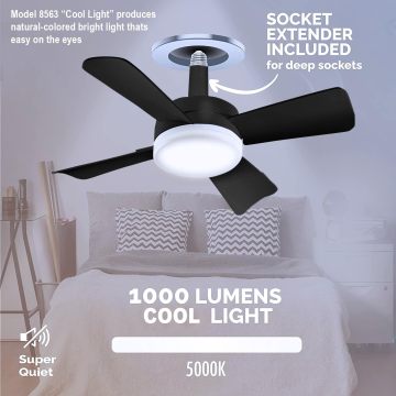พัดลมเพดานในร่มที่ทันสมัยพร้อมไฟ LED, ใบมีด 4 ใบ, หรี่แสง, การควบคุมระยะไกลสำหรับห้องนอนและห้องครัว
