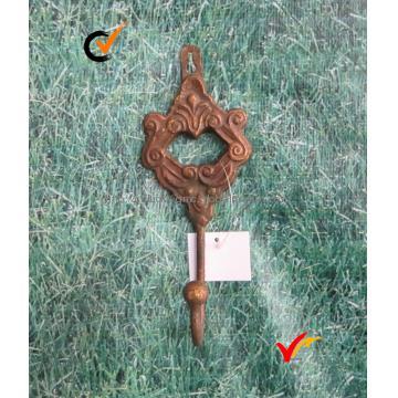 Rusty metal wall decorative hook key shape