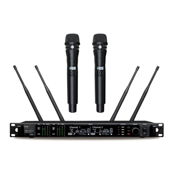 AD4D 2 Dual Channel UHF True Diversity Digital Wireless Karaoke Microphone System with Metal Design and KSM8 Technology for Performances