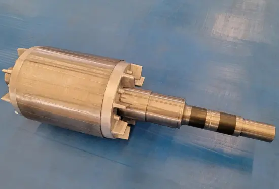 Rotor core with shaft for industrial motors