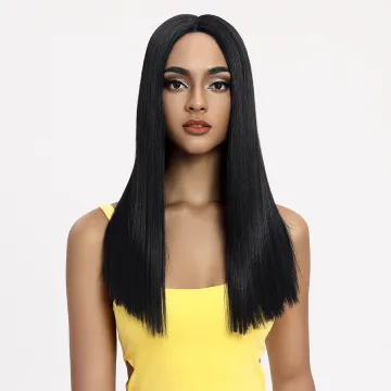 Magic Hair 20 Inch Synthetic Straight Hair Lace Front Wig Natural Hairline Heat Resistant Fiber Hair Middle Part For Black Women