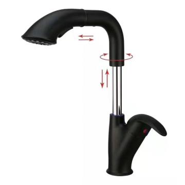 Black Pull Out Flexible Baht Basin Mixer Faucet