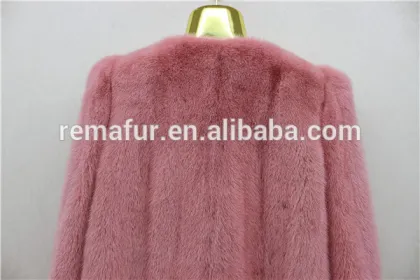 Pink Color Real Mink Coat
