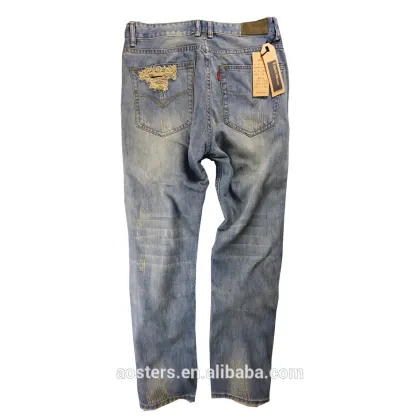 Men's ripped jeans brand high street washing slim jeans a mani jeans men