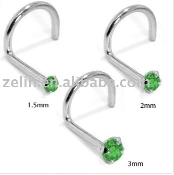 white gold screw nose piercing jewelry