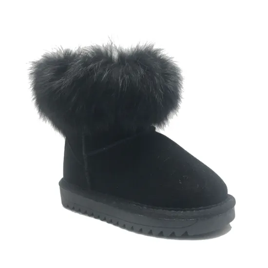 Girls Winter Warm Fur Lined snow leather boots