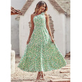 Vestido floral de verano para mujeres un hombro