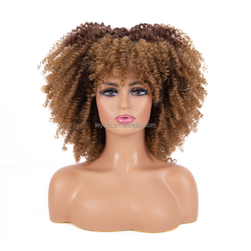 AliLeader 10 Colors Afro Natural Fluffy Marley Short Curly Kinky Synthetic Hair Afro Wigs With Bangs