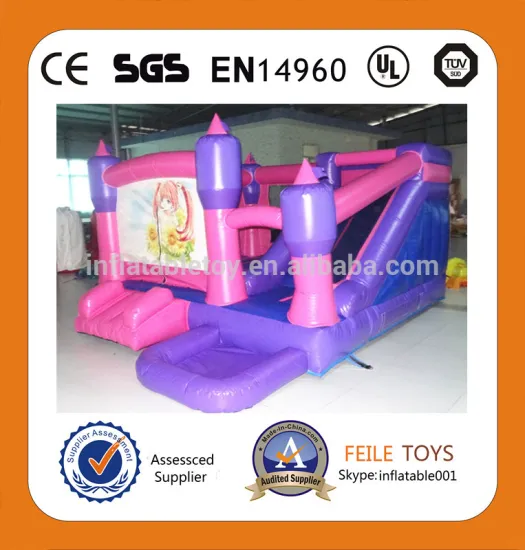 2014 Popular inflatable pink dream bouncer,inflatable bouncers slide combo,inflatable trampline with a small pool