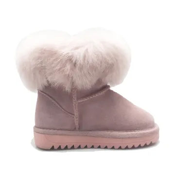Girls Warm Outdoor leather Winter Snow Ankle Boots