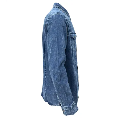 Men's Retro Two Pocket Work Wear Denim Shirt