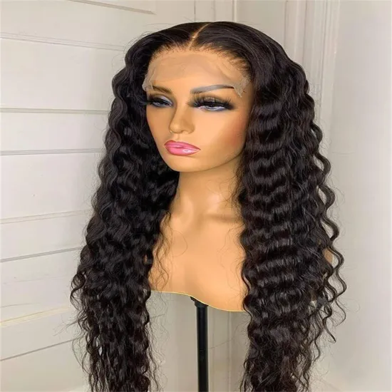 Deep Wave Remy Hair Wig Brazilian Transparent Lace Front Human Hair Wigs Virgin Hair Black Wig